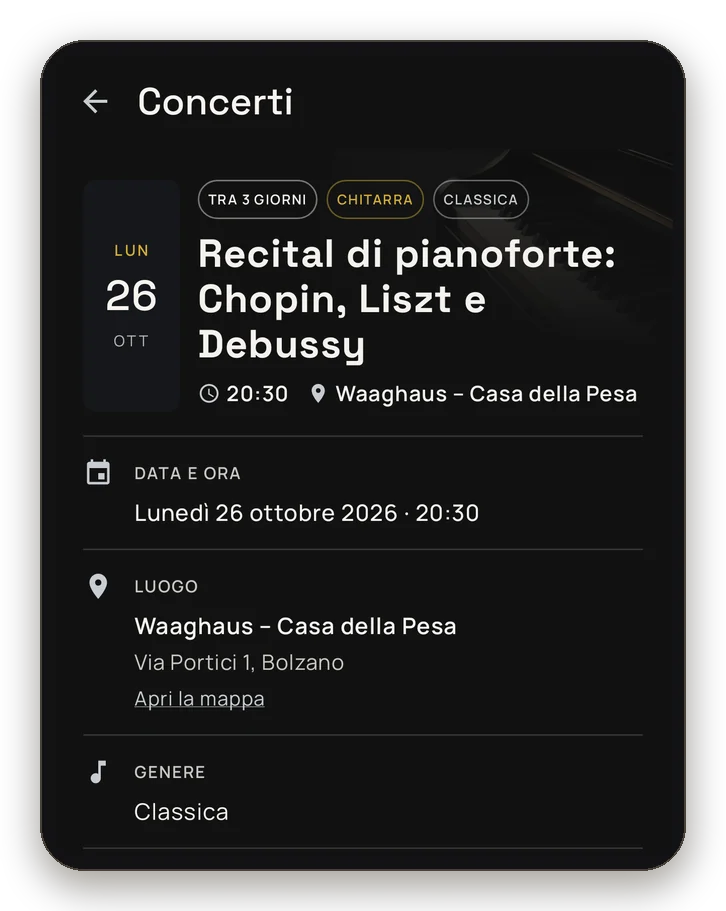 La scheda del concerto